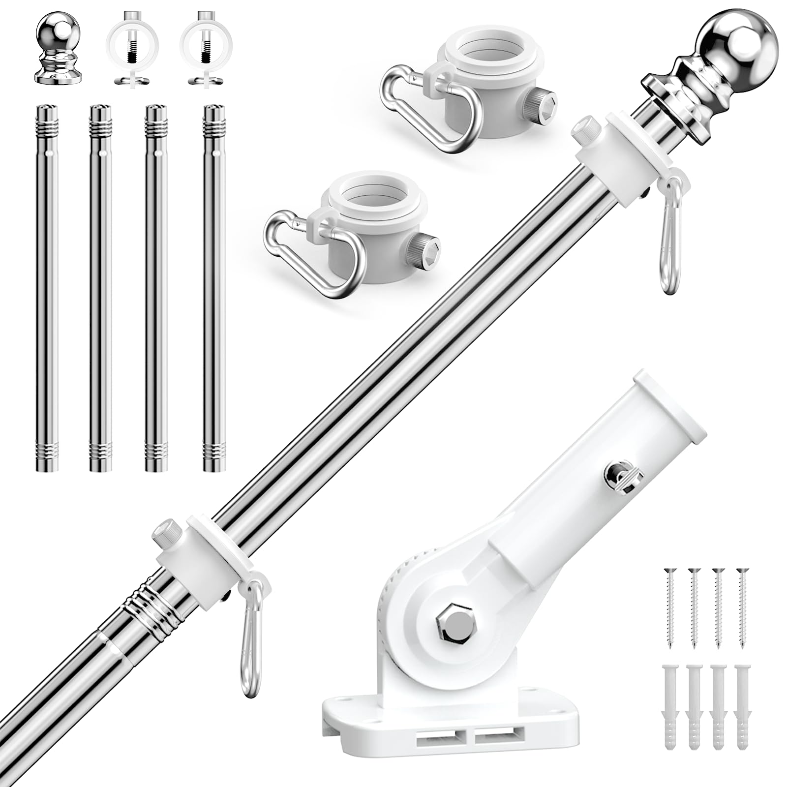 ZHULI 5 ft flag pole outdoors—durable stainless steel build.
