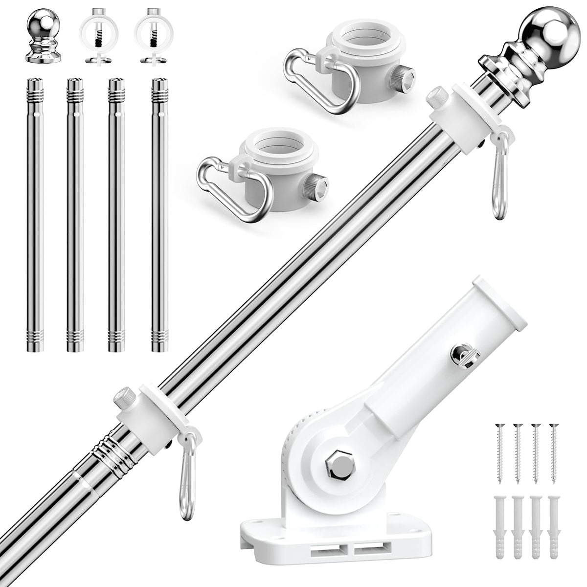 ZHULI 5 ft flag pole outdoors—durable stainless steel build.