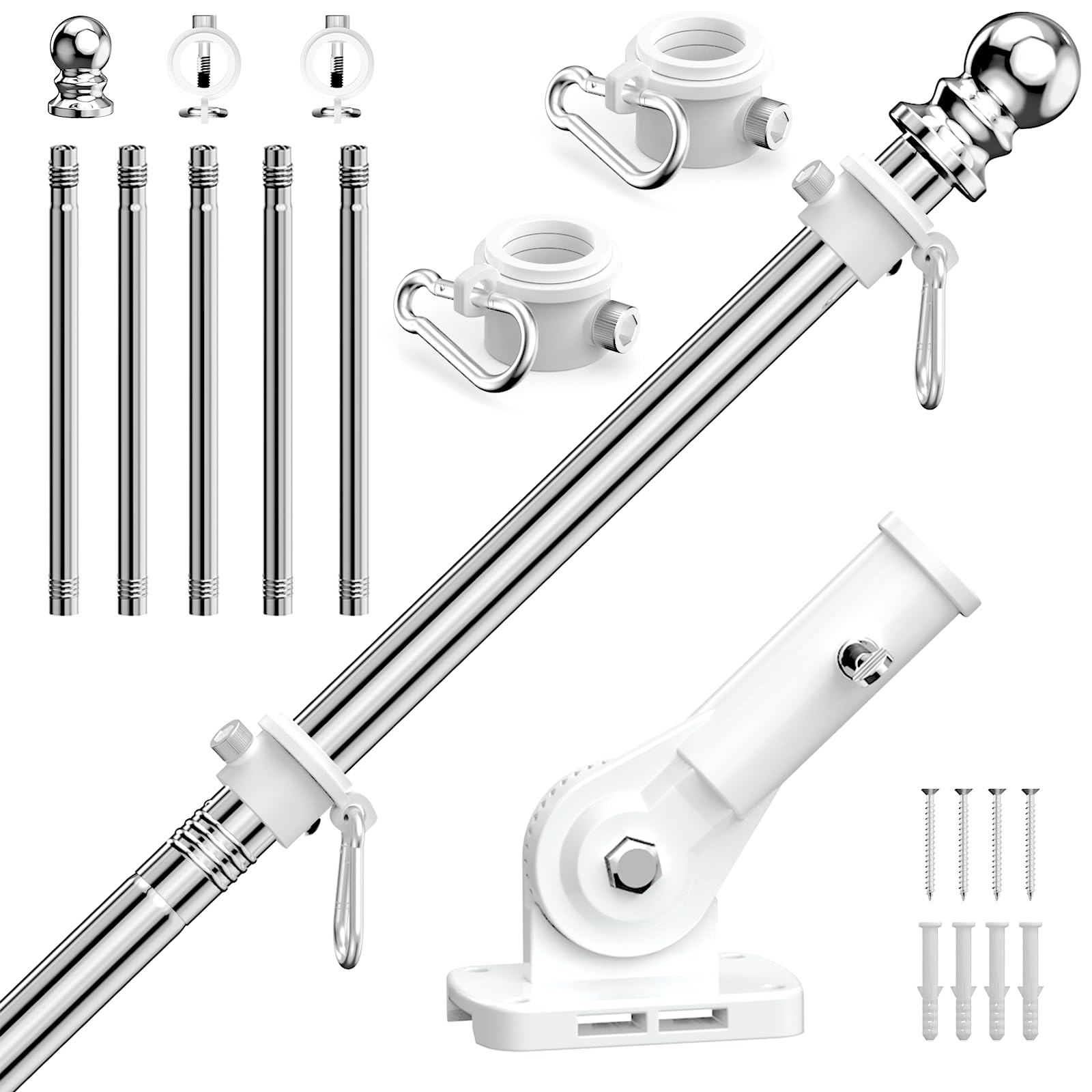 ZHULI 6 ft flag pole outdoors showcases robust stainless steel for outdoor use on windy days.