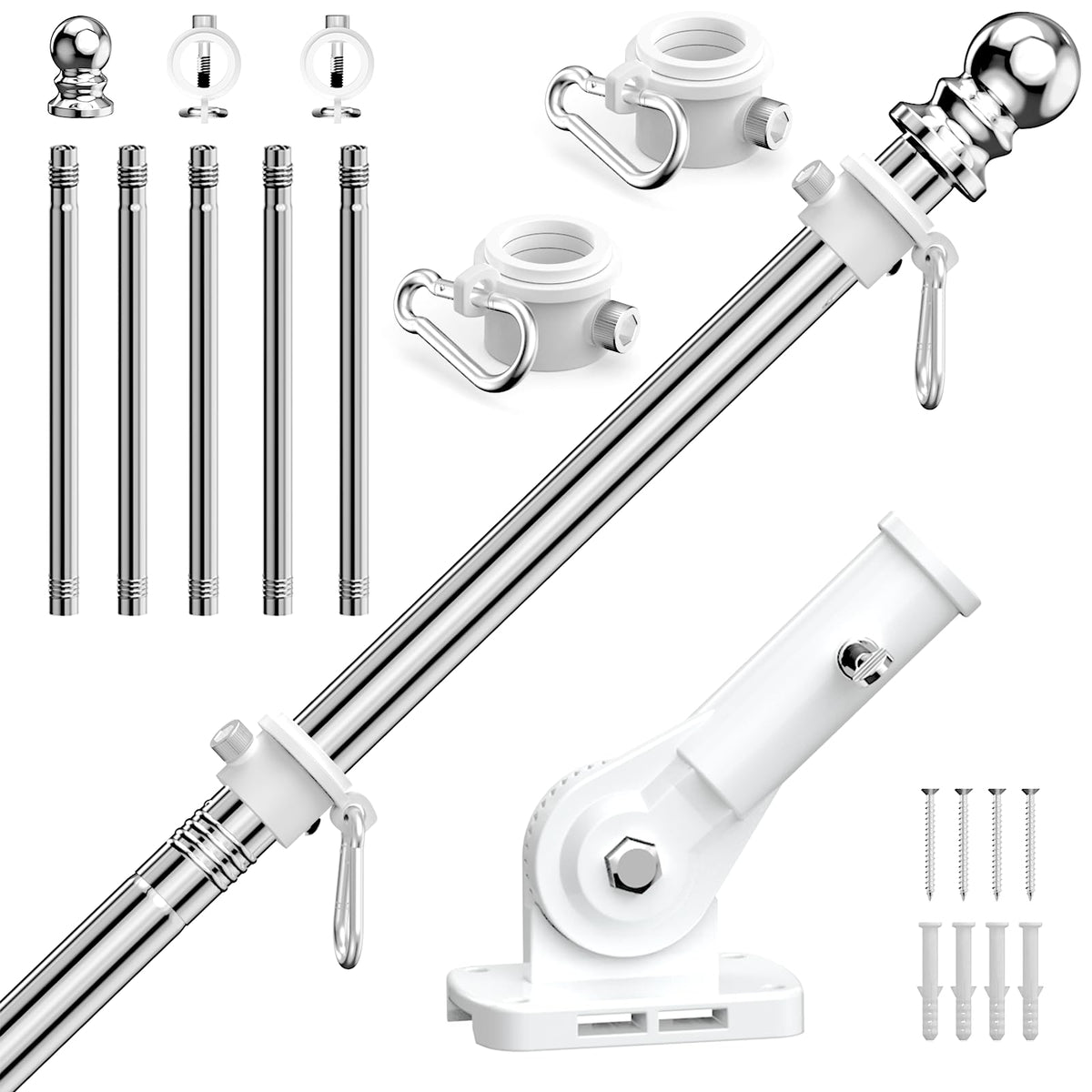 ZHULI 6 ft flag pole outdoors showcases robust stainless steel for outdoor use on windy days.
