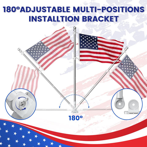 ZHULI flagpole compatible with 2x3, 3x5, and 4x6 American flags.