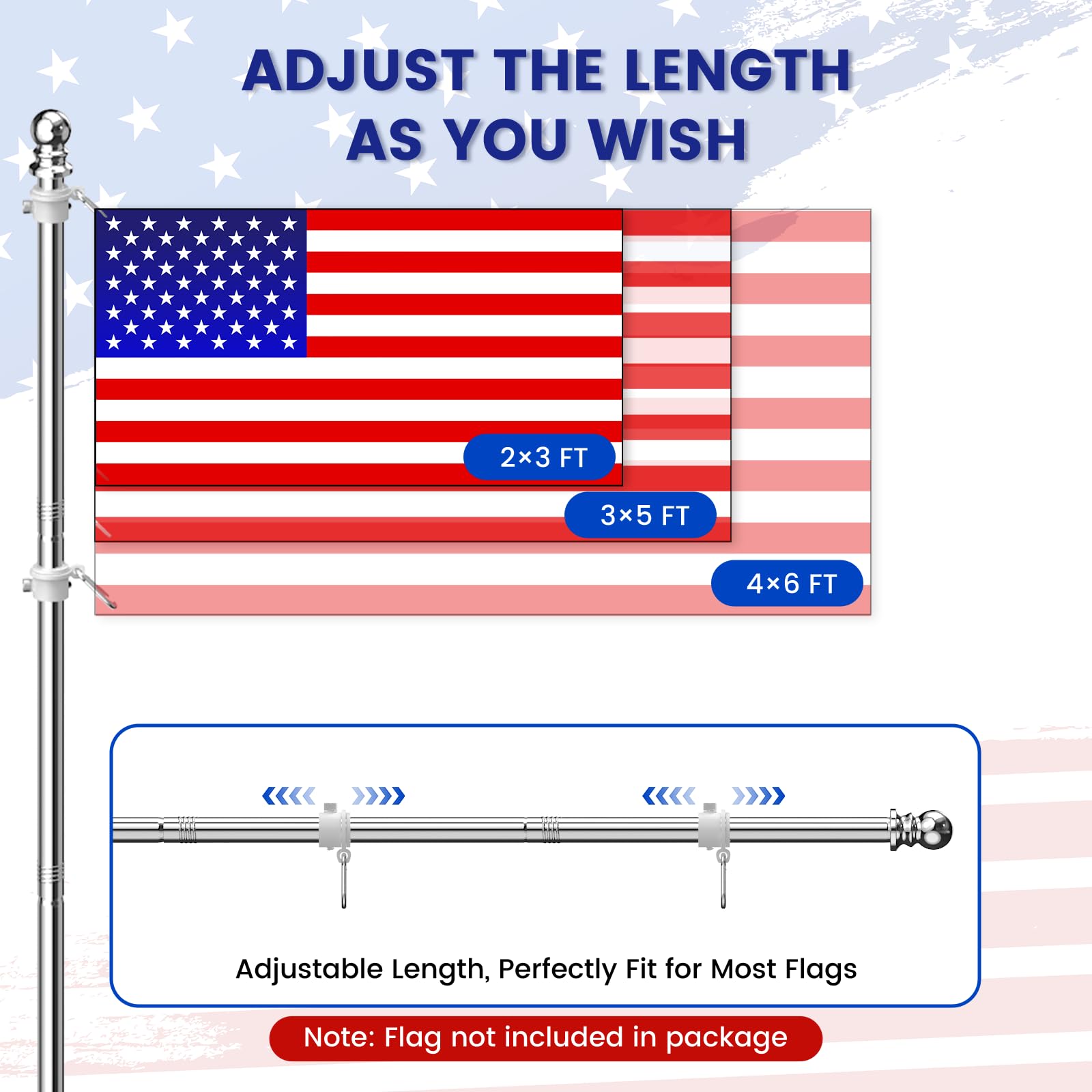ZHULI two-pack flag poles for versatile outdoor displays.