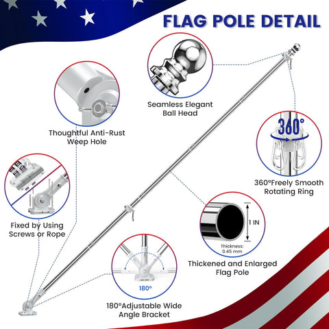 ZHULI flag pole setup offers wall mounting or strap mounting for versatile installation.