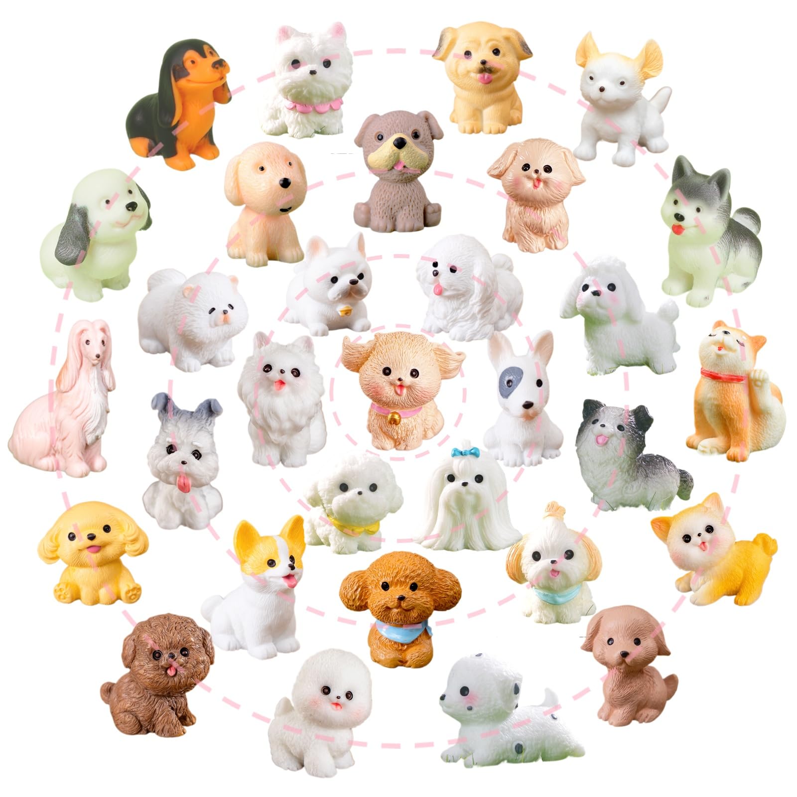 ZHUOAOO Samoyed and Dachshund mini figurine set adds lifelike charm to home decor.