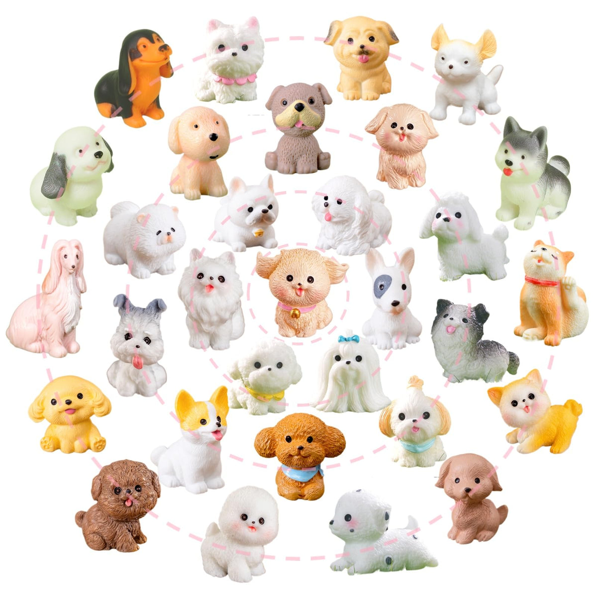 ZHUOAOO Samoyed and Dachshund mini figurine set adds lifelike charm to home decor.