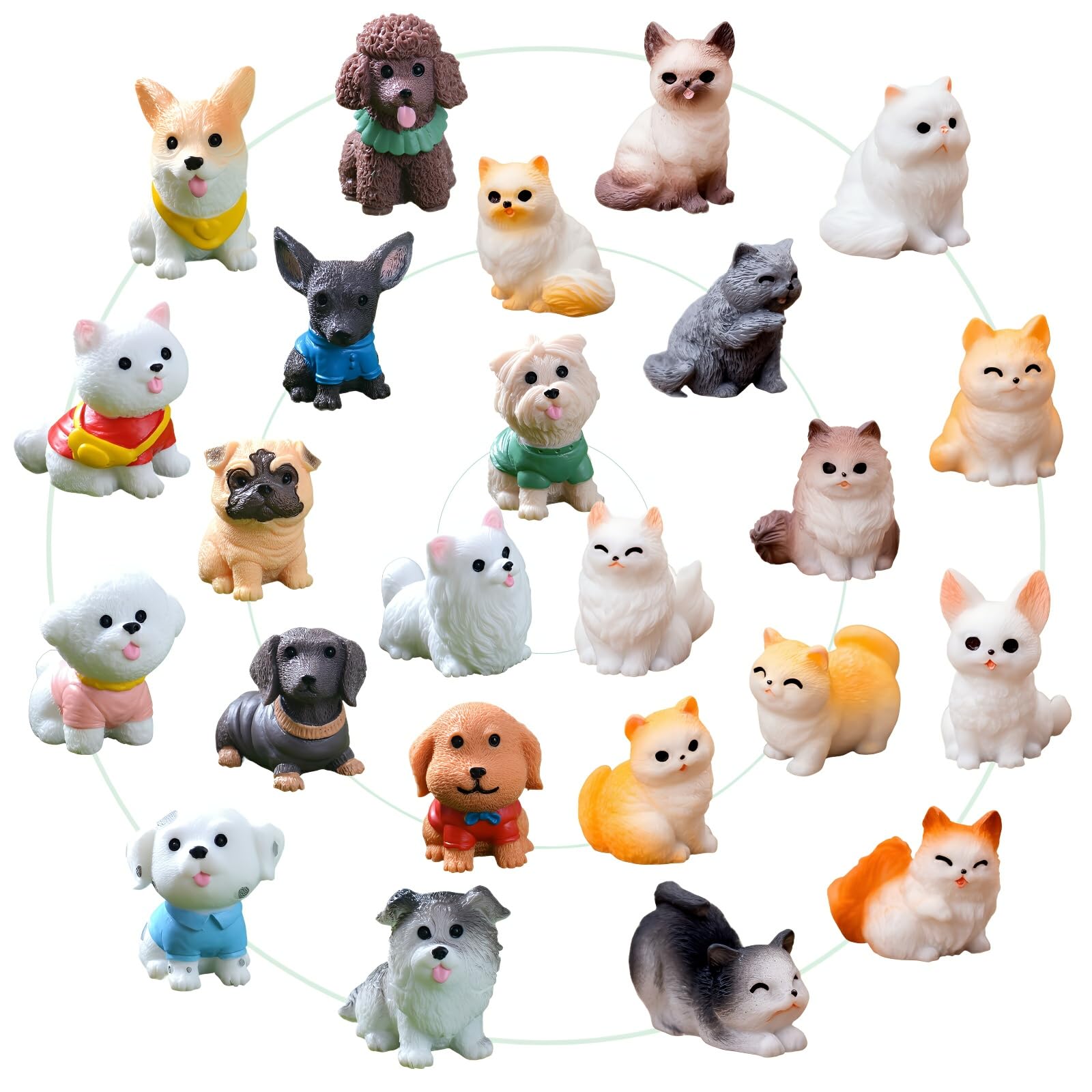 ZHUOAOO mini cat and dog figurines set for home or garden decor