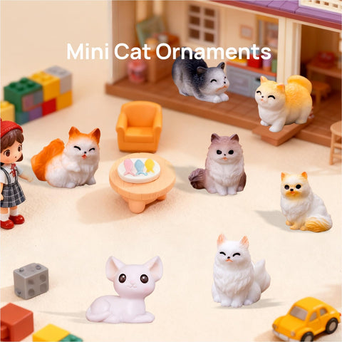 ZHUOAOO mini cat figurines – Maine Coon, durable resin for long-lasting decor.