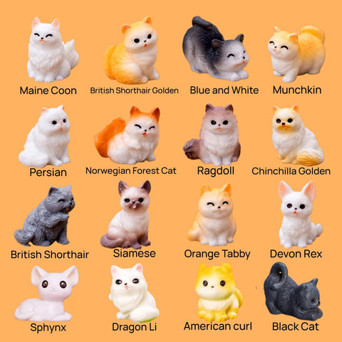 ZHUOAOO mini cat figurines – Persian kitten, vivid hand-painted finish for display.