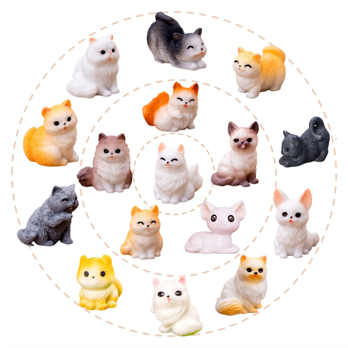 ZHUOAOO mini cat figurines – Ragdoll, lifelike detail for fairy gardens and shelves.