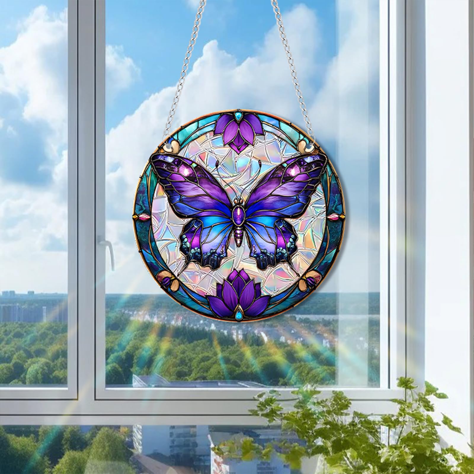 Zhuoyaju dragonfly suncatcher whimsical color on glass