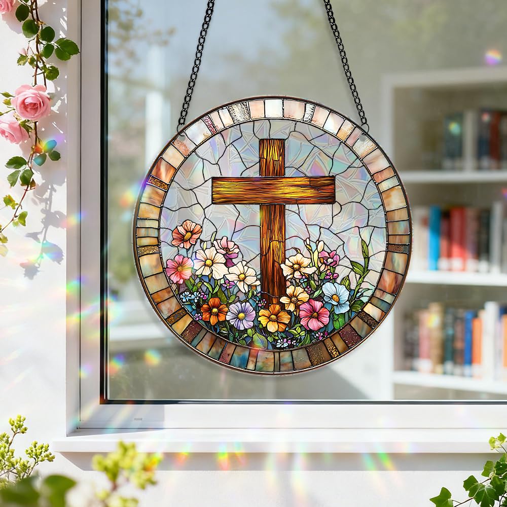 Zhuoyaju stained acrylic window pendant capturing sunlight with vibrant tones