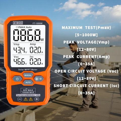 ZIBOO FT-1000W MPPT-tracking shows real-time optimization for energy harvest.