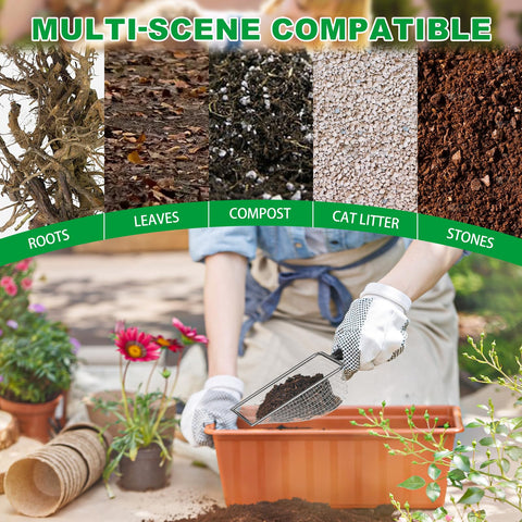 Zihvfzu soil sifter 3-8mm mesh closeup robust garden tool