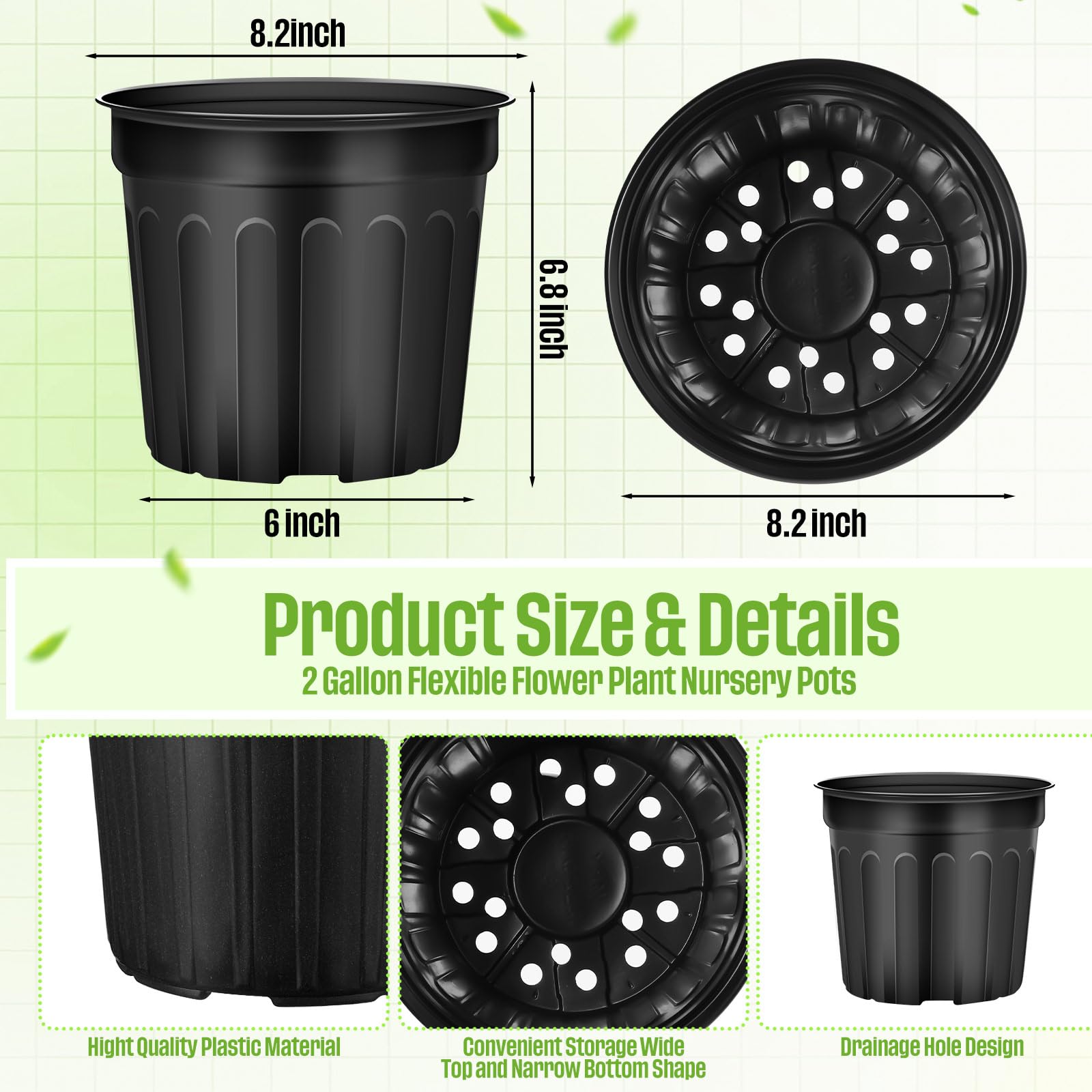 Ziliny 2-Gallon pot bottom drainage holes support healthy roots and prevent waterlogging