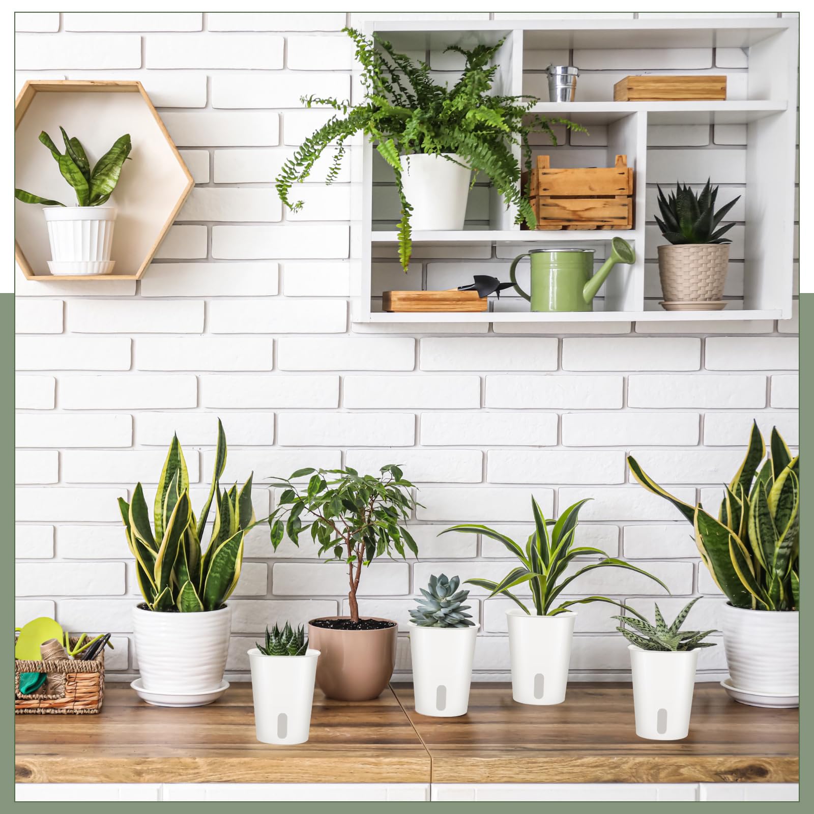 Ziliny glossy white planter adds a stylish touch indoors.