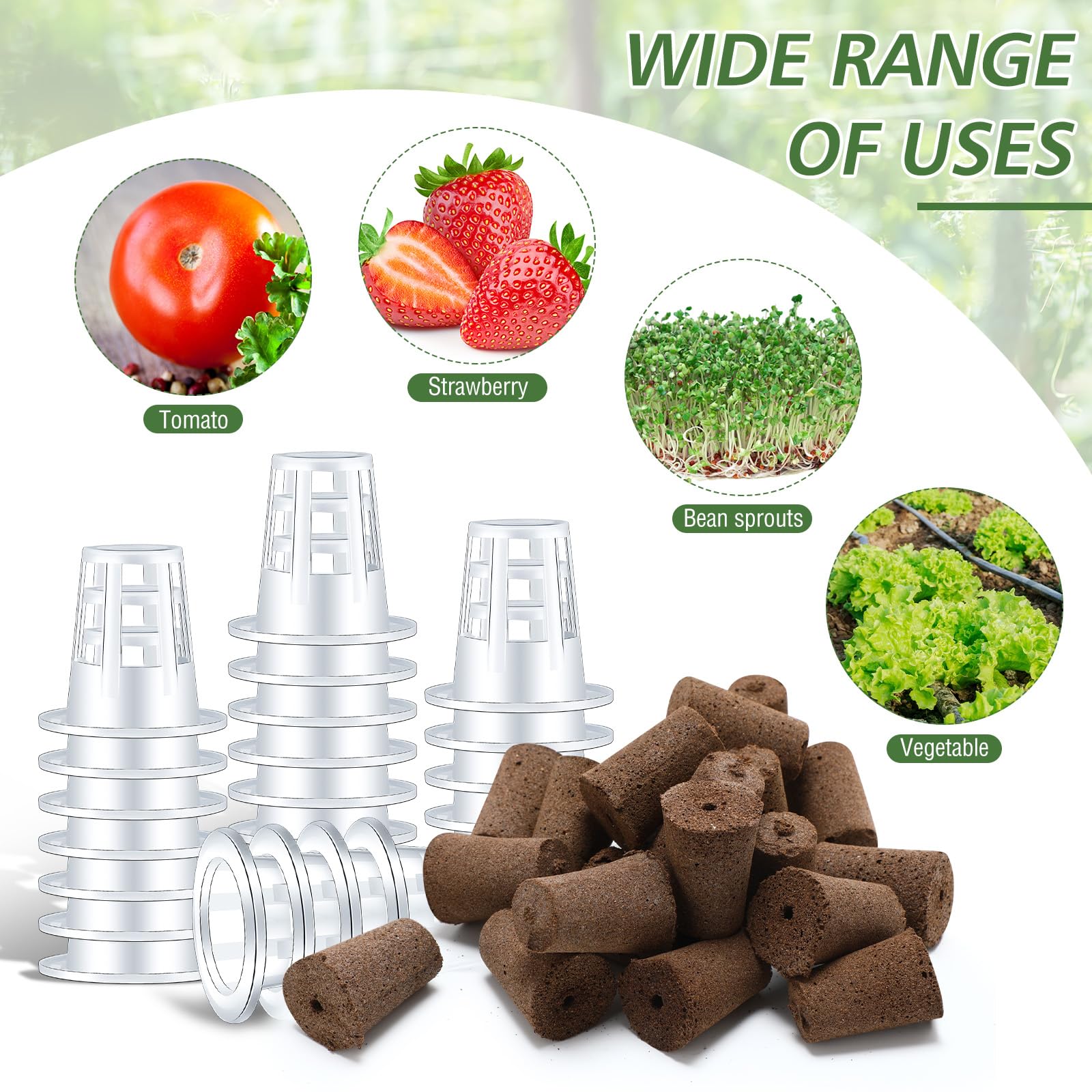 Ziliny grow baskets plastic half-transparent close-up highlighting sturdy baskets.