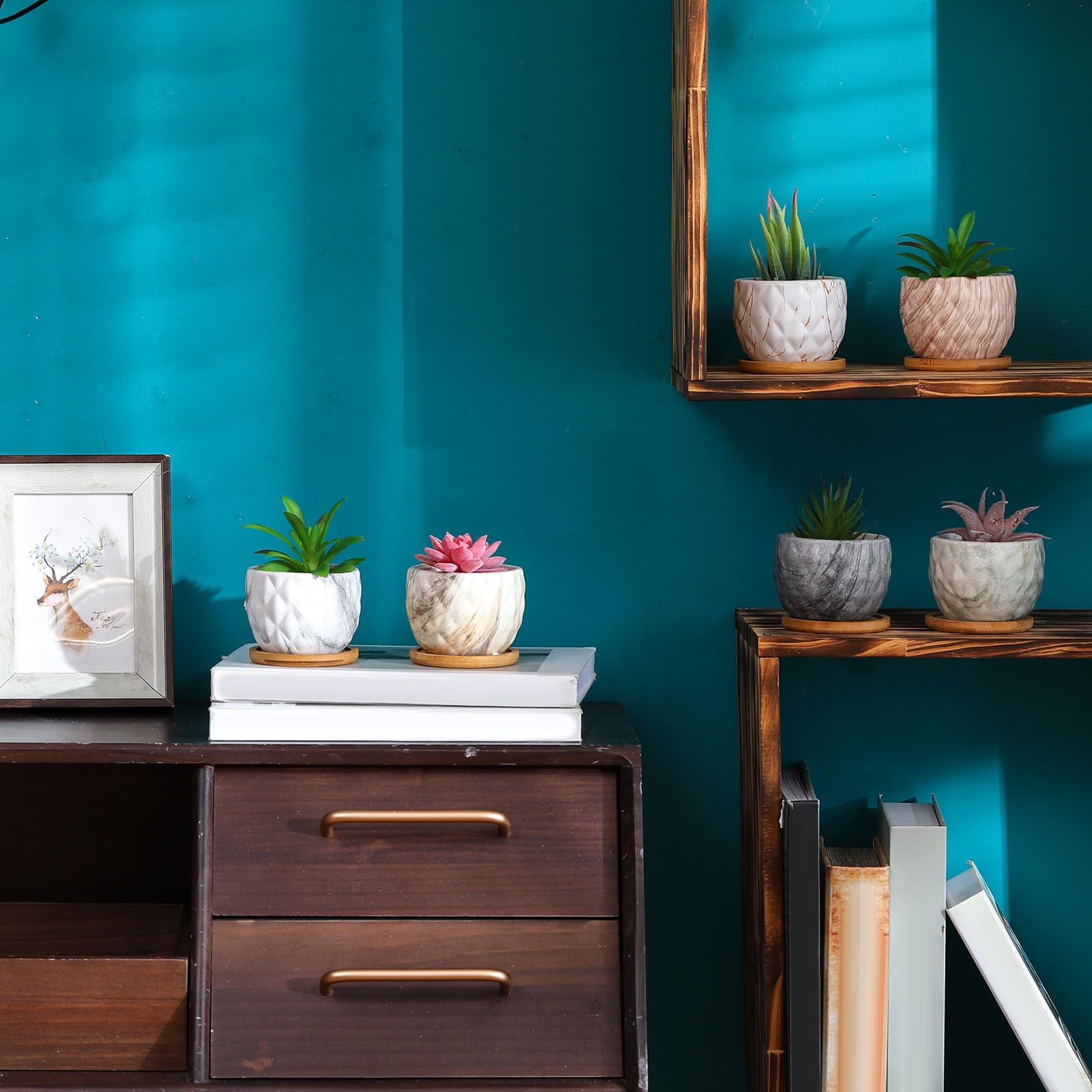 Ziliny indoor decorative pot pairs with desks, shelves, and living room spaces