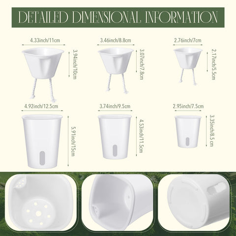 Ziliny self-watering pots three sizes—compact white pots for desks.