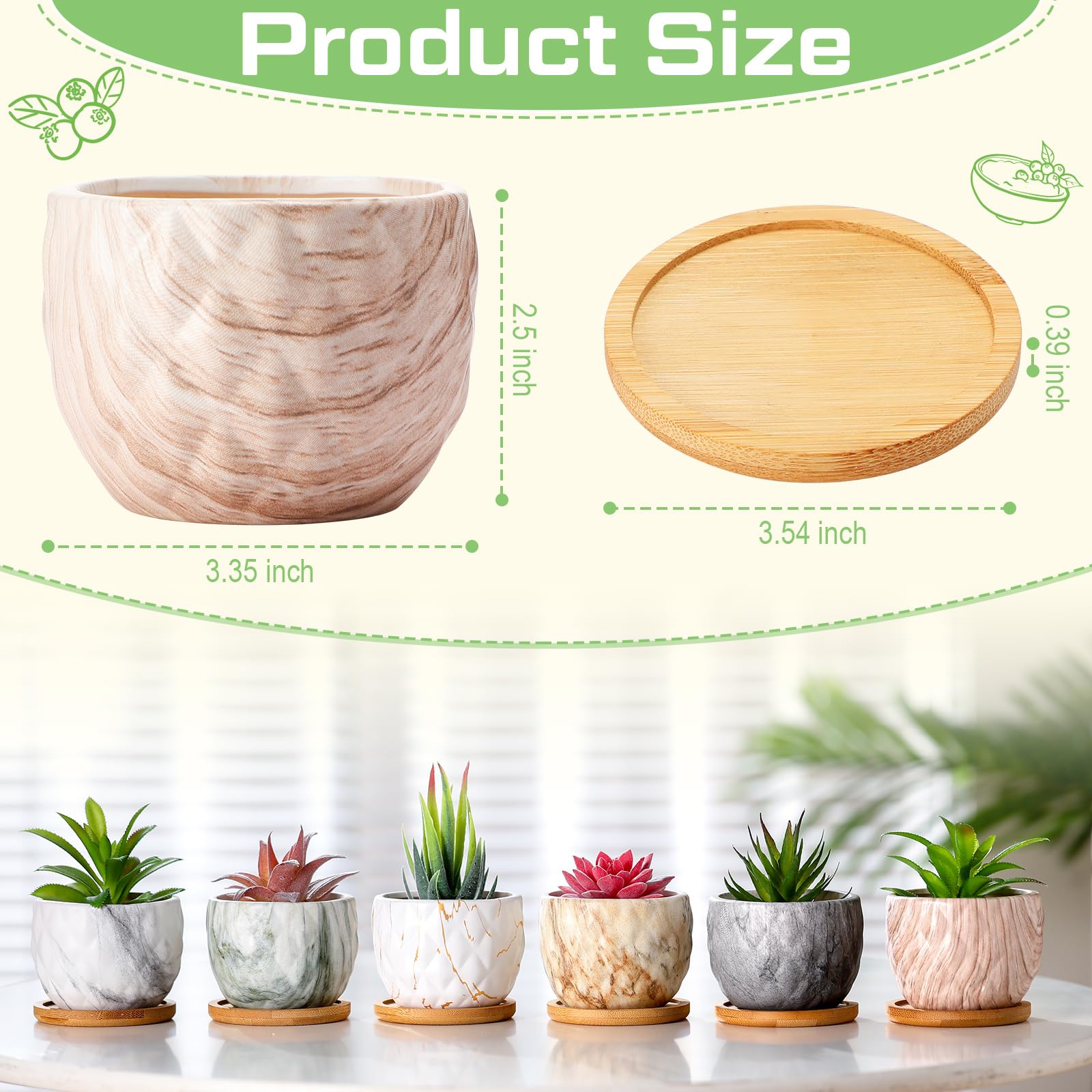 Ziliny succulent pot with drainage hole ideal for small cacti and herbs