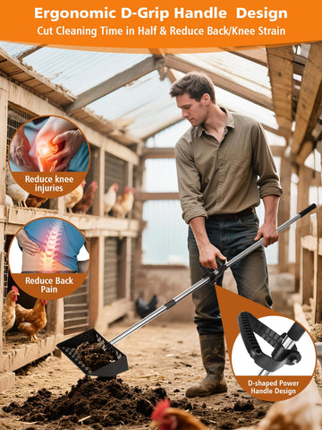 ZimiTeda stainless steel coop shovel head stands up to tough cleaning tasks.