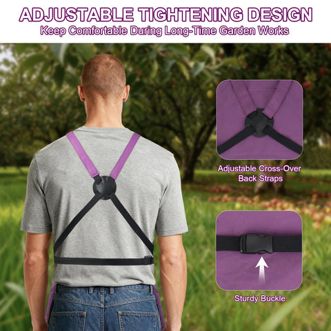 ZIOZERTT Garden Apron adjustable shoulder strap provides a comfortable fit.