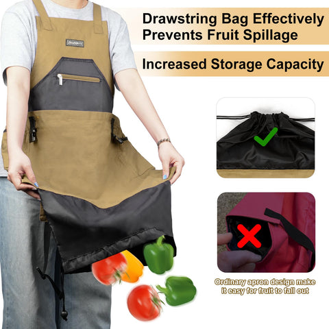 ZIOZERTT Garden Apron large pockets hold tools and gear.