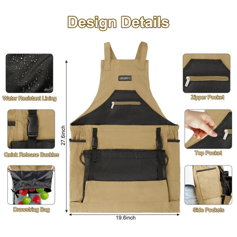 ZIOZERTT Garden Apron top pocket for quick-access items.