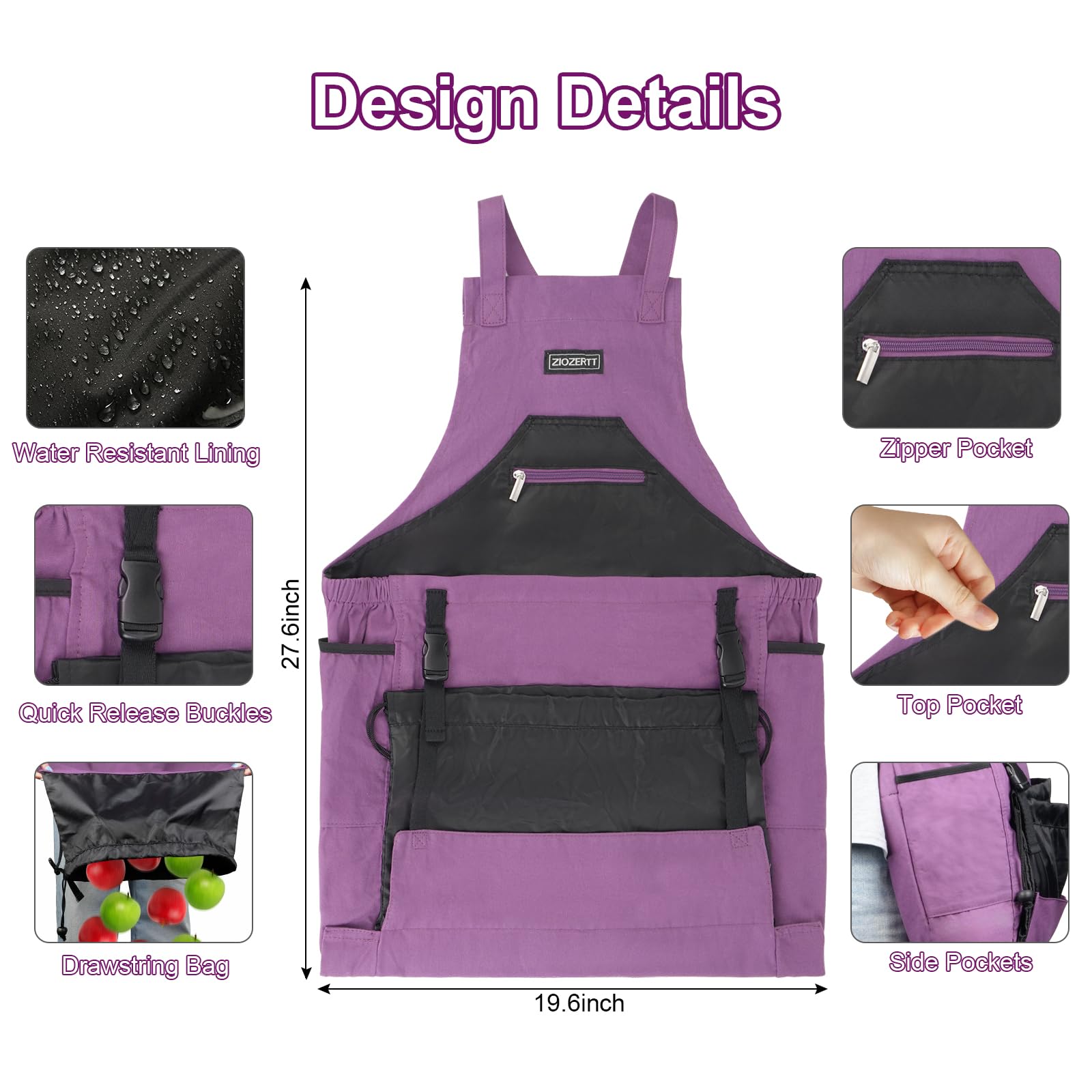 ZIOZERTT Garden Apron with waterproof liner protects clothes while you weed.