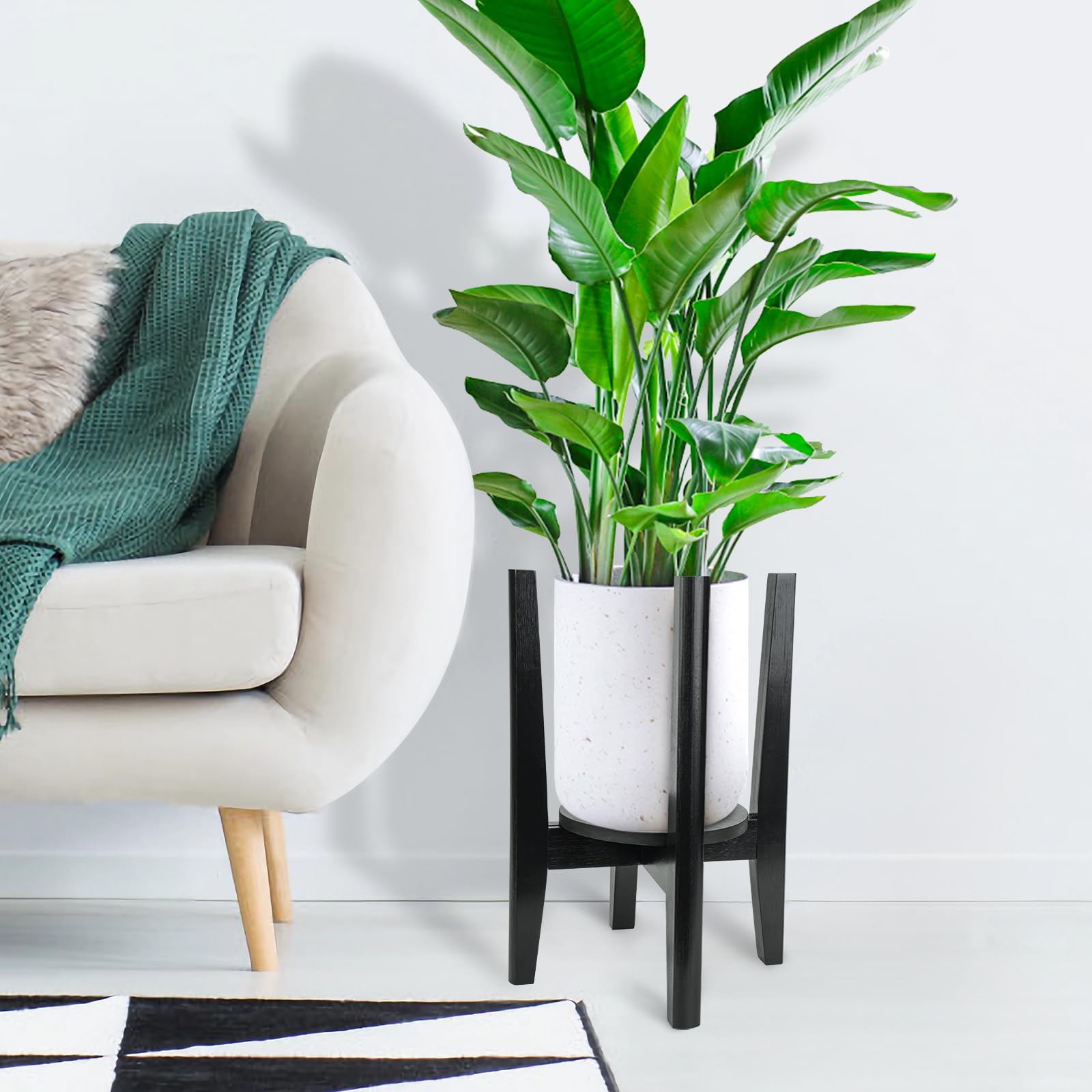 ZIOZERTT mid-century modern plant stand enhances indoor decor with clean lines.