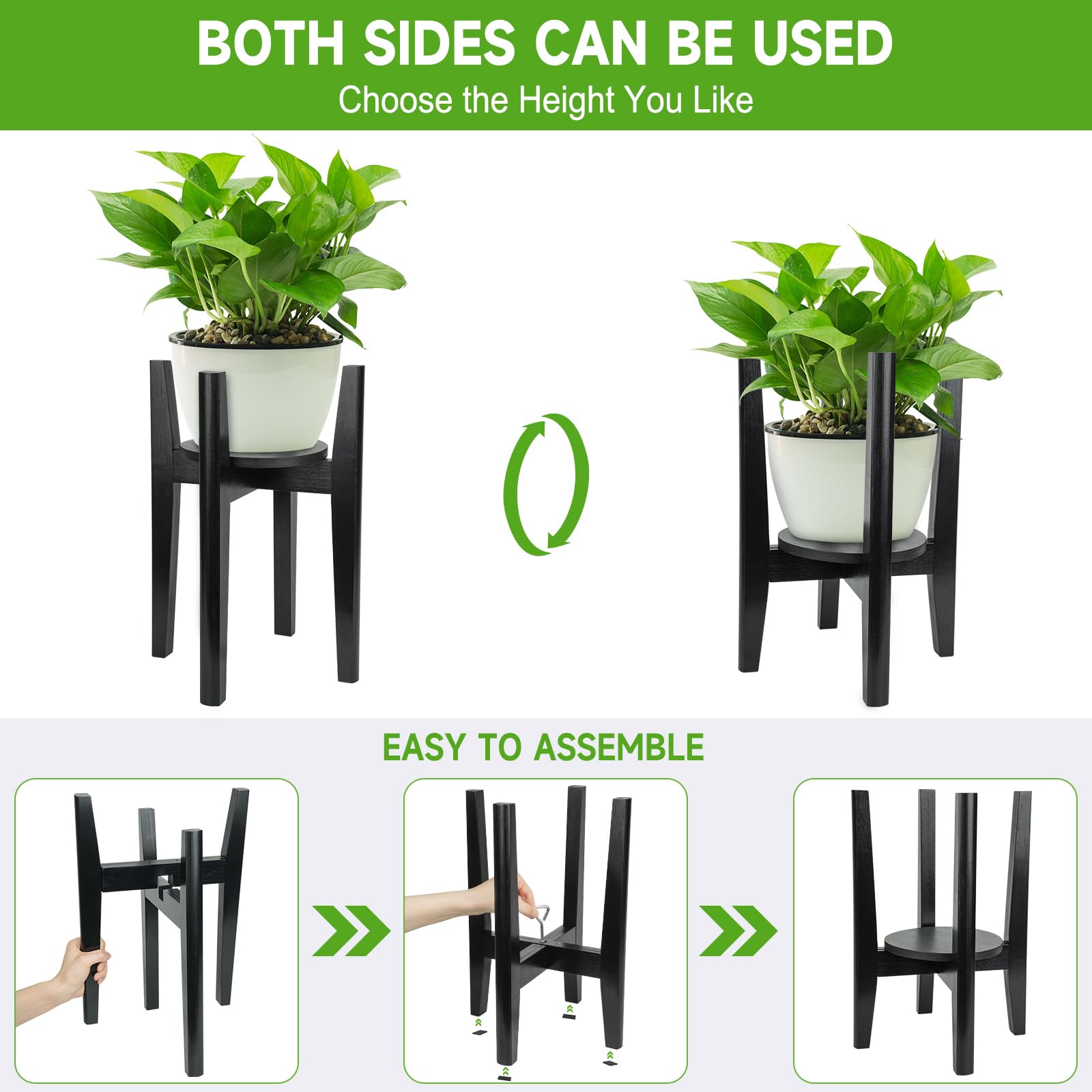 ZIOZERTT plant stand with K-legs provides stable support on indoor flooring.