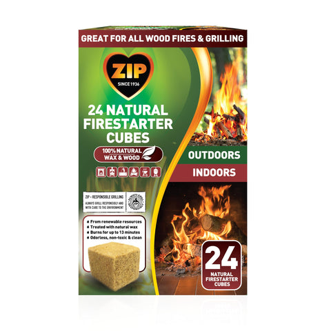 Zip Natural Firestarter Cubes ignite quickly for fast ignition