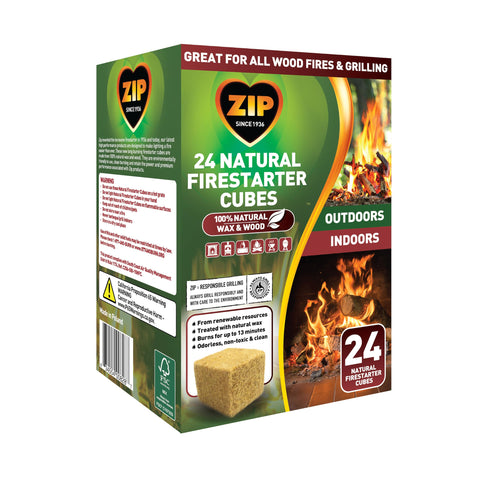 Zip Natural Firestarter Cubes indoors start a fireplace with minimal odor