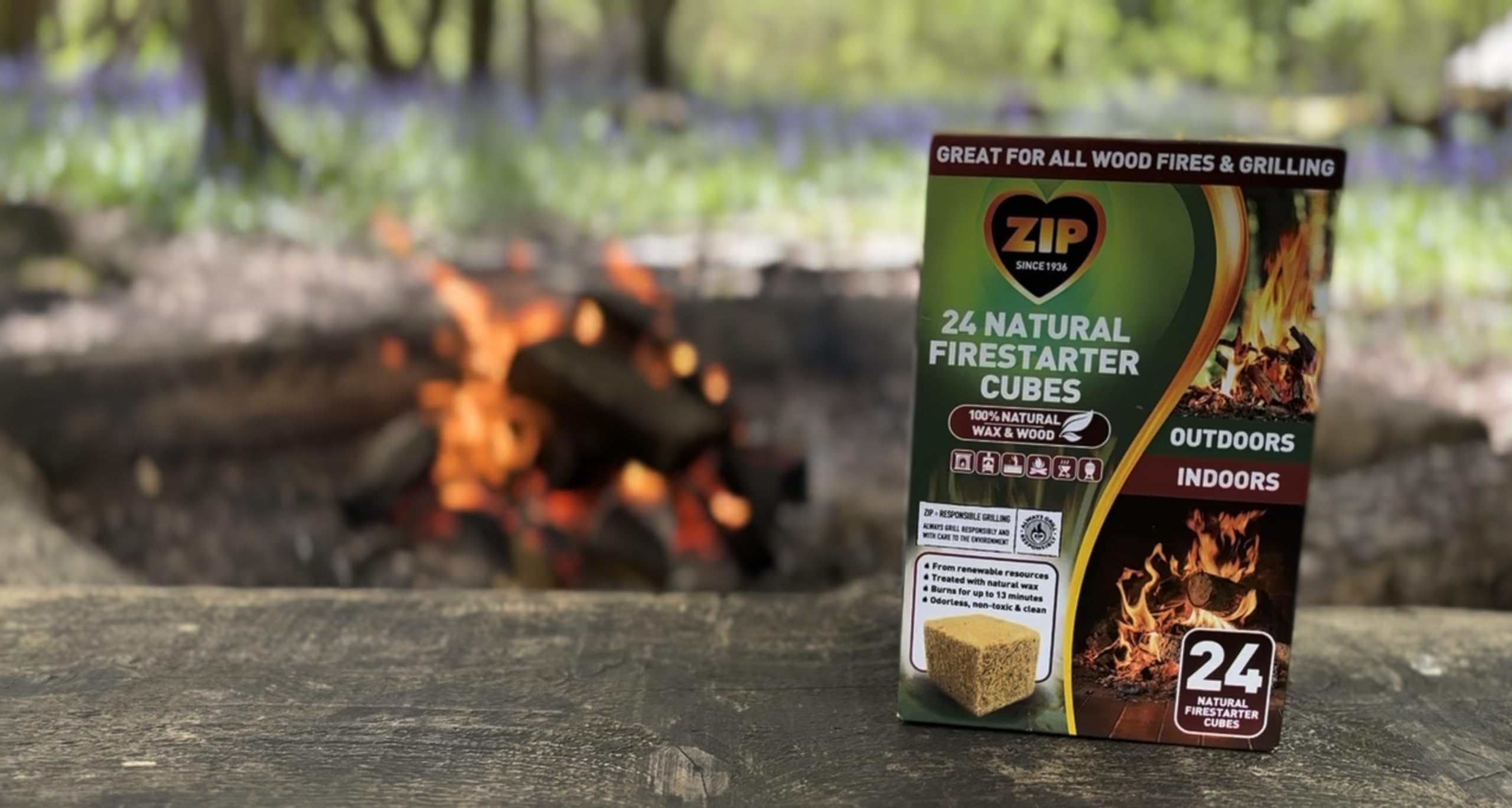 Zip Natural Firestarter Cubes burn odorlessly for a cleaner environment
