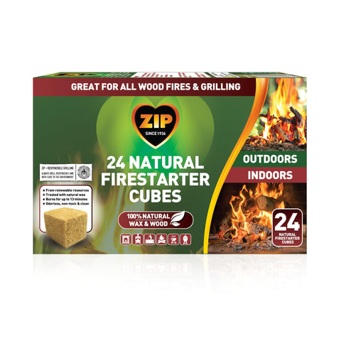 Zip Natural Firestarter Cubes outdoors light a campfire cleanly