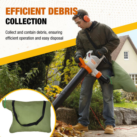 Zipcase leaf vacuum bag uses tear resistant fabric for durable outdoor use.