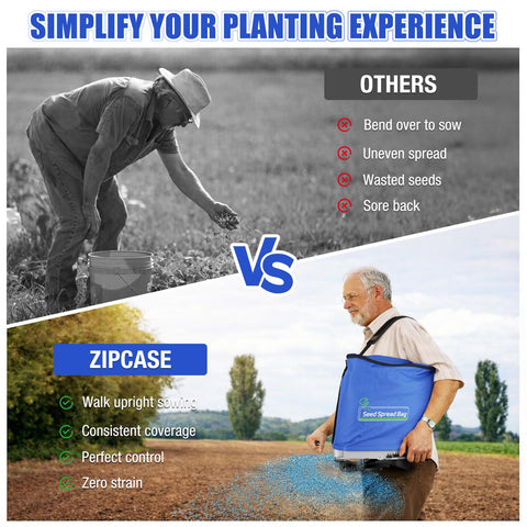 Zipcase seed spreader with accurate gears for controlled output.