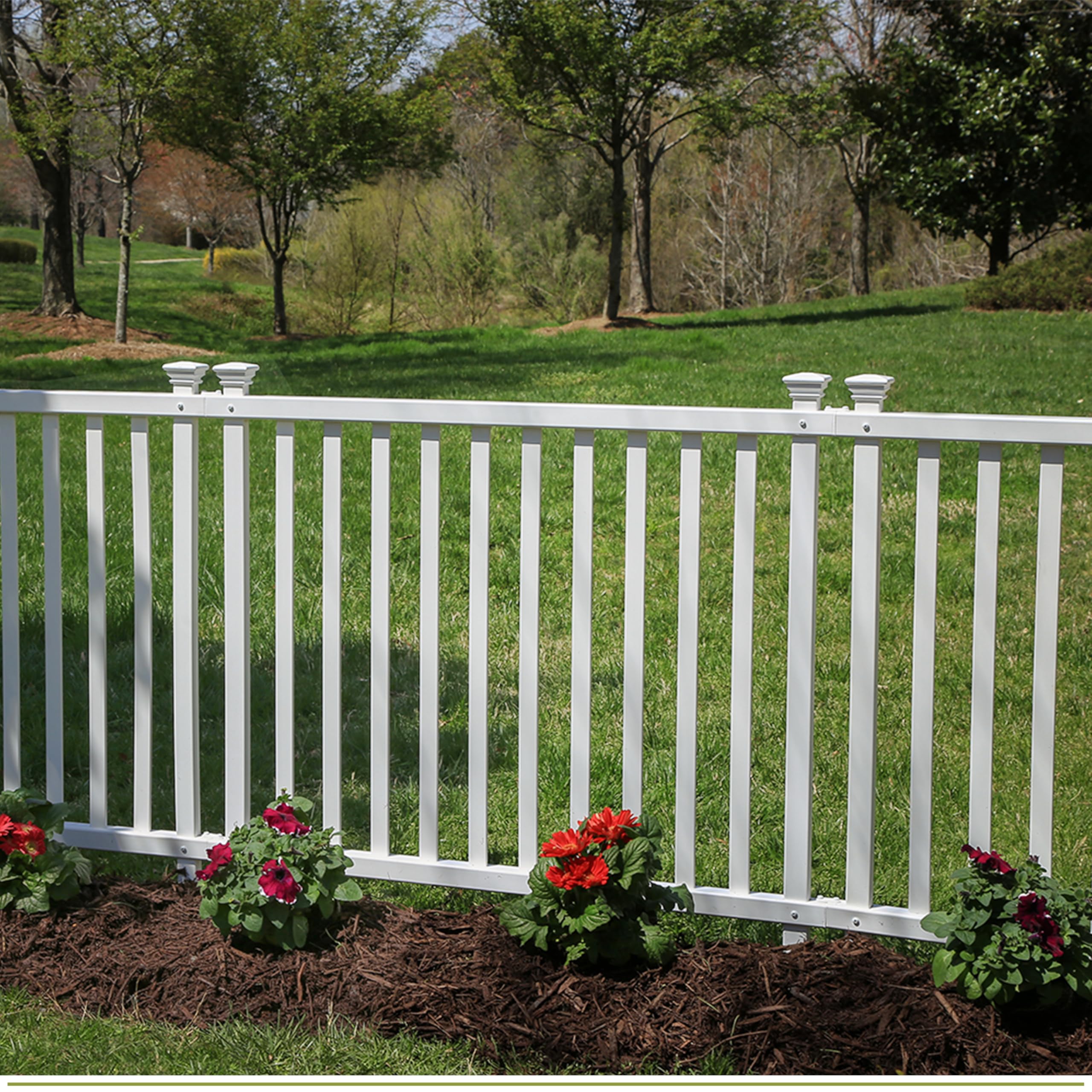 Zippity Baskenridge fence panel assembly demonstrating easy no-dig setup for yards