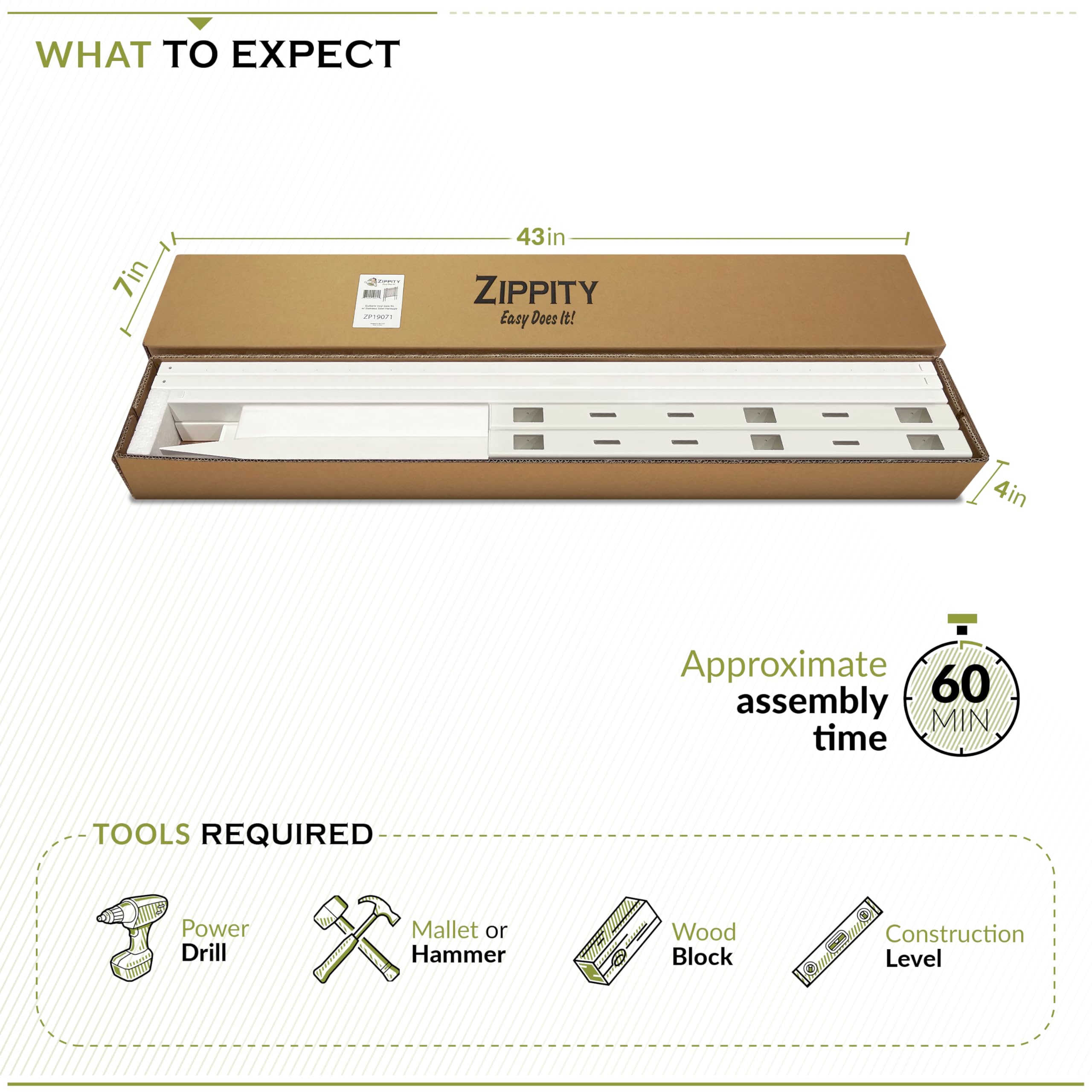 Zippity Burbank gate with 10-year warranty protects against common wear.