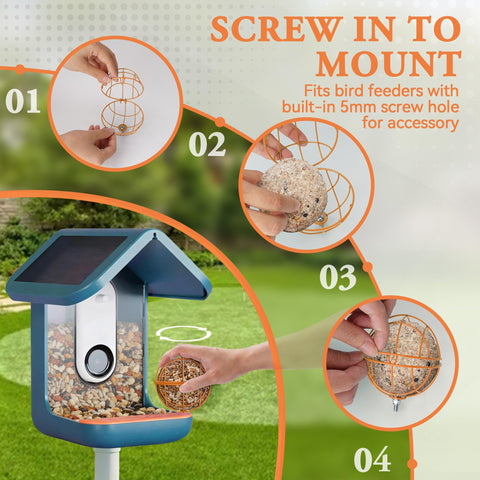 ZIRKOZIR durable metal suet holder protects against squirrels while feeding birds.