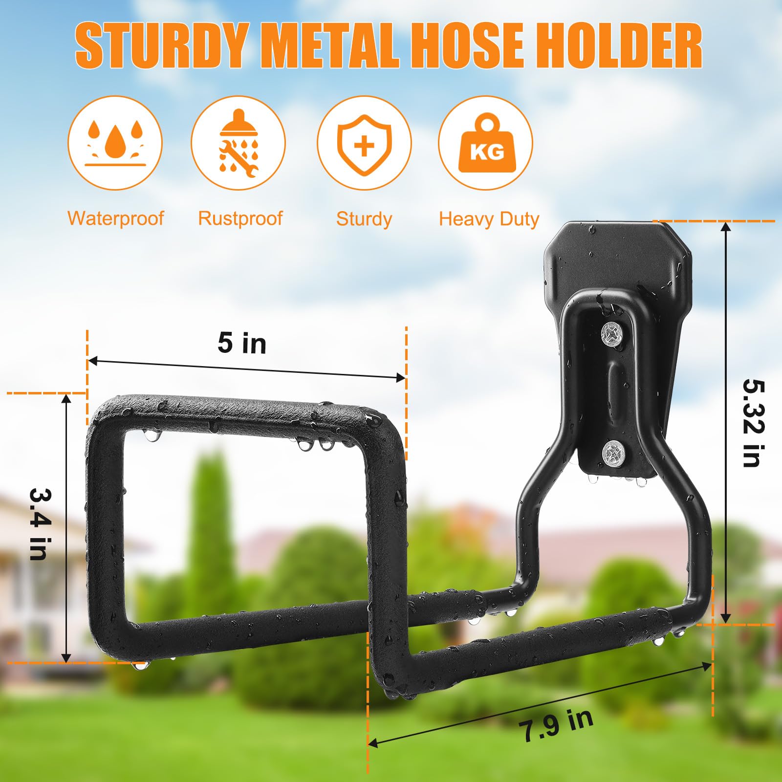 Zitalupy metal hose reel for outdoor use keeps hoses neatly stored.