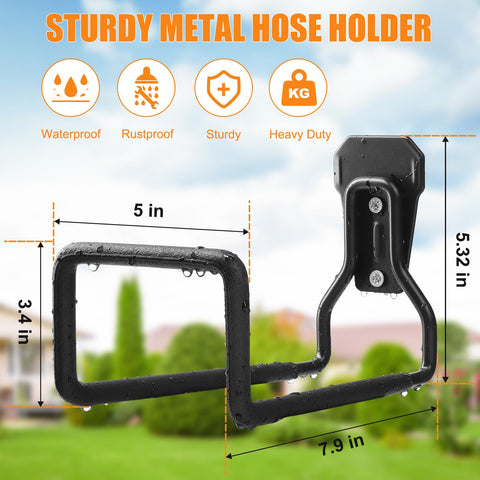 Zitalupy metal hose reel for outdoor use keeps hoses neatly stored.