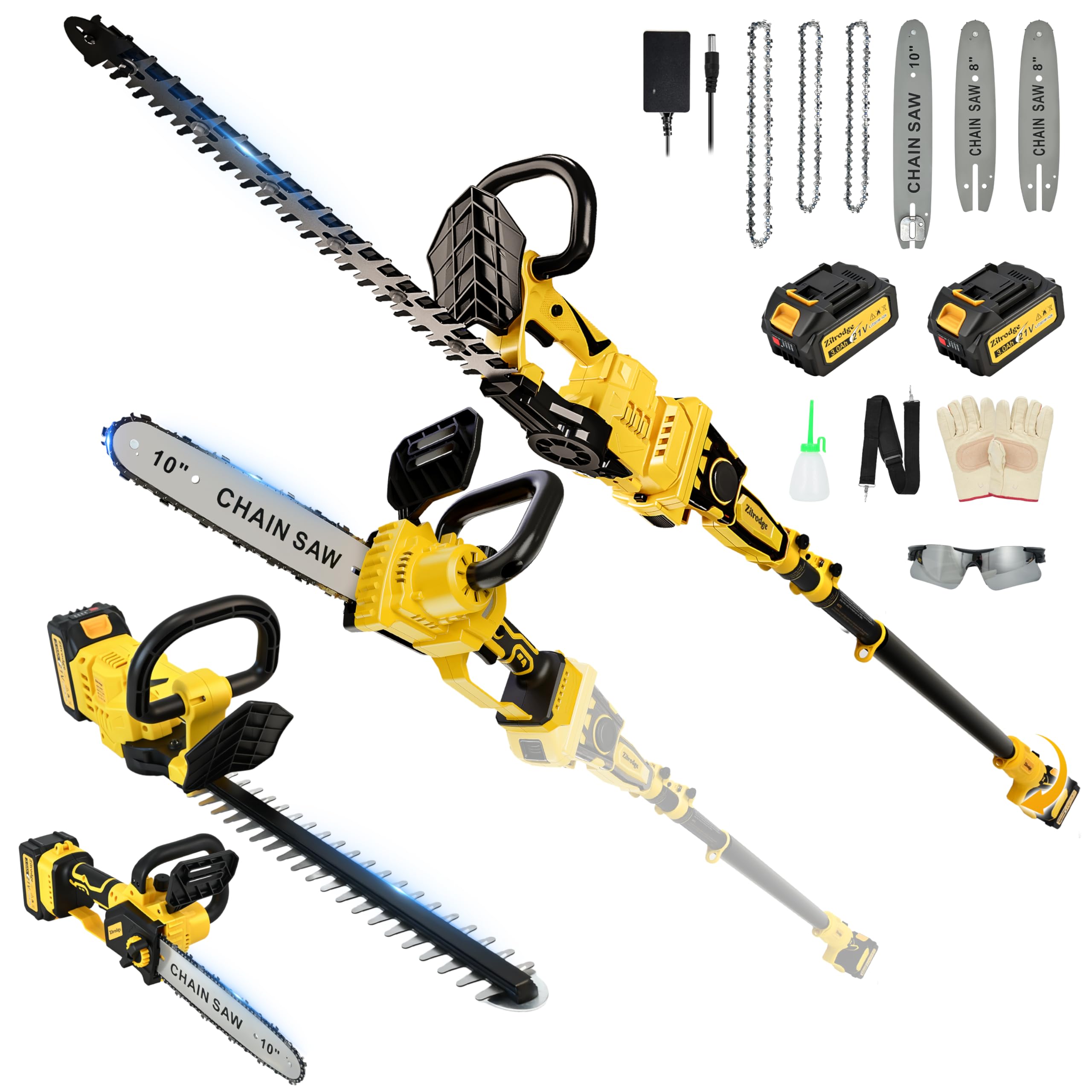 Zitrodge cordless pole saw 8in cutting action for precise pruning from ground level