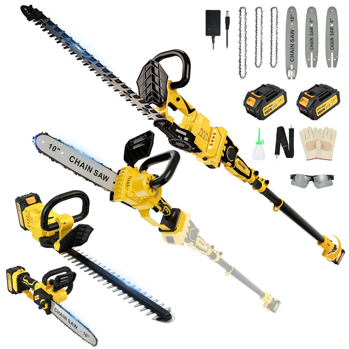 Zitrodge cordless pole saw 8in cutting action for precise pruning from ground level