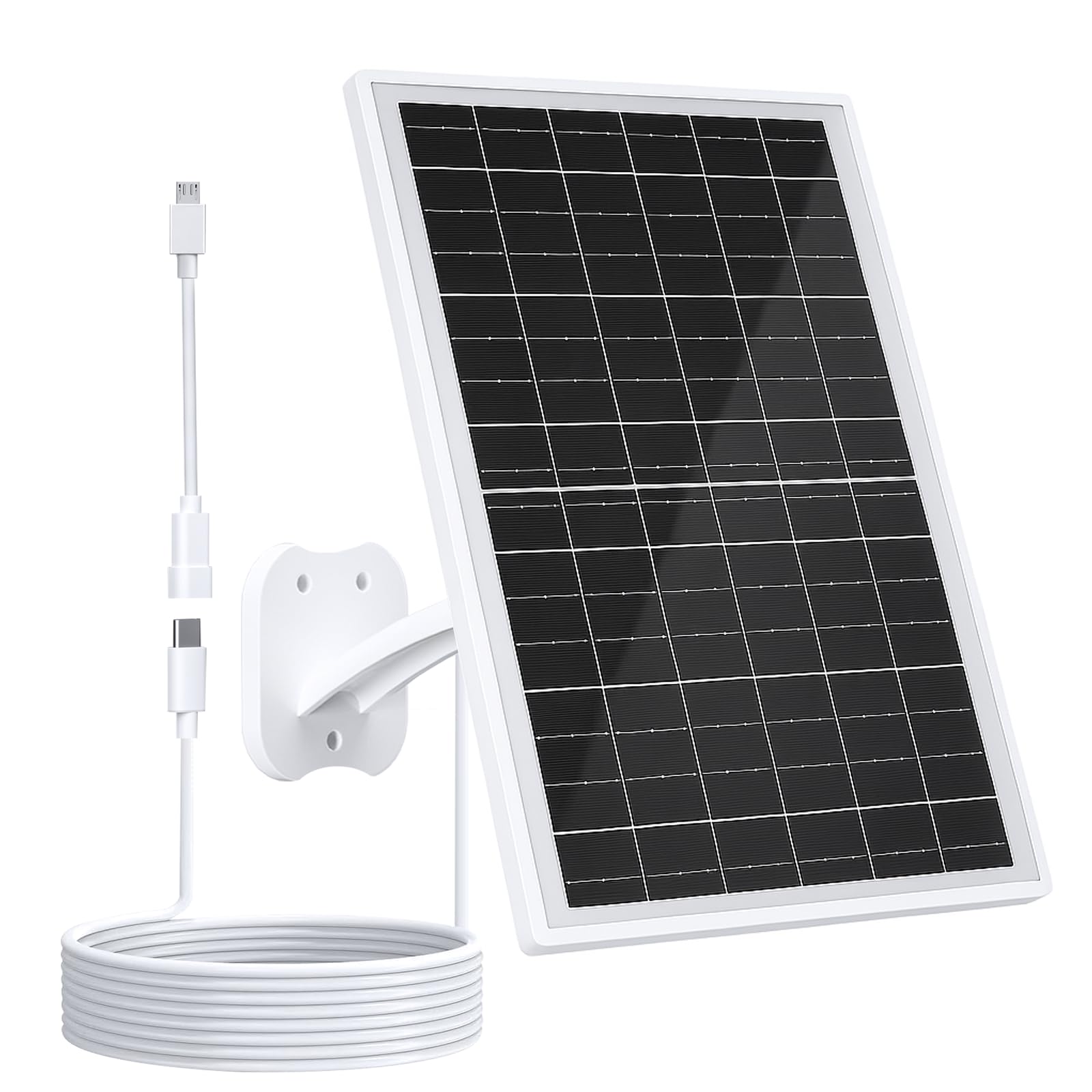Zivif 13W solar panel powers outdoor cameras via USB-C input for continuous daylight charging.