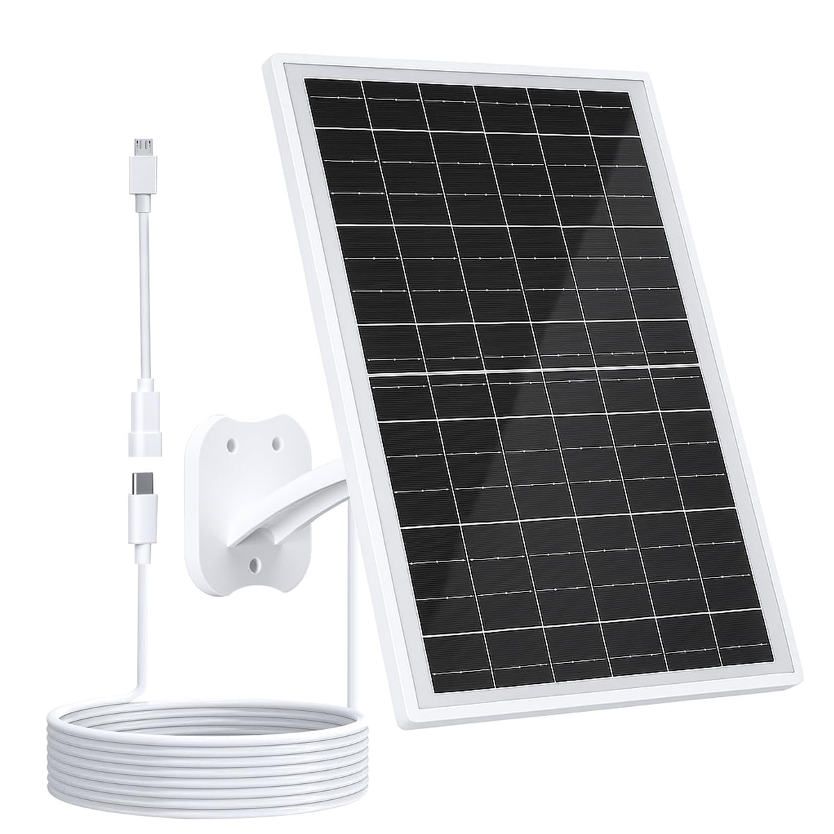 Zivif 13W solar panel powers outdoor cameras via USB-C input for continuous daylight charging.