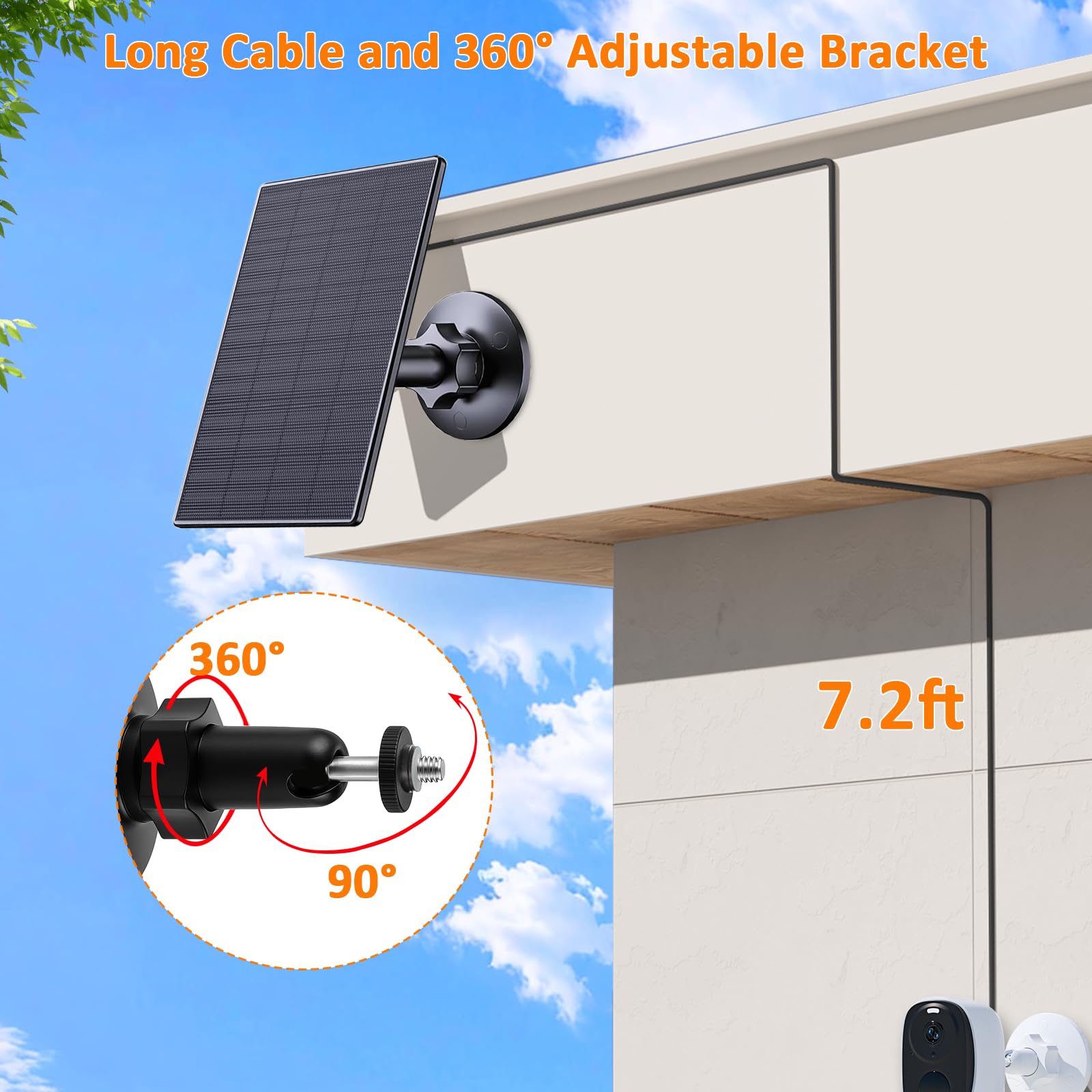 Zivif 2W solar panel 360-degree mount for optimal sun angle