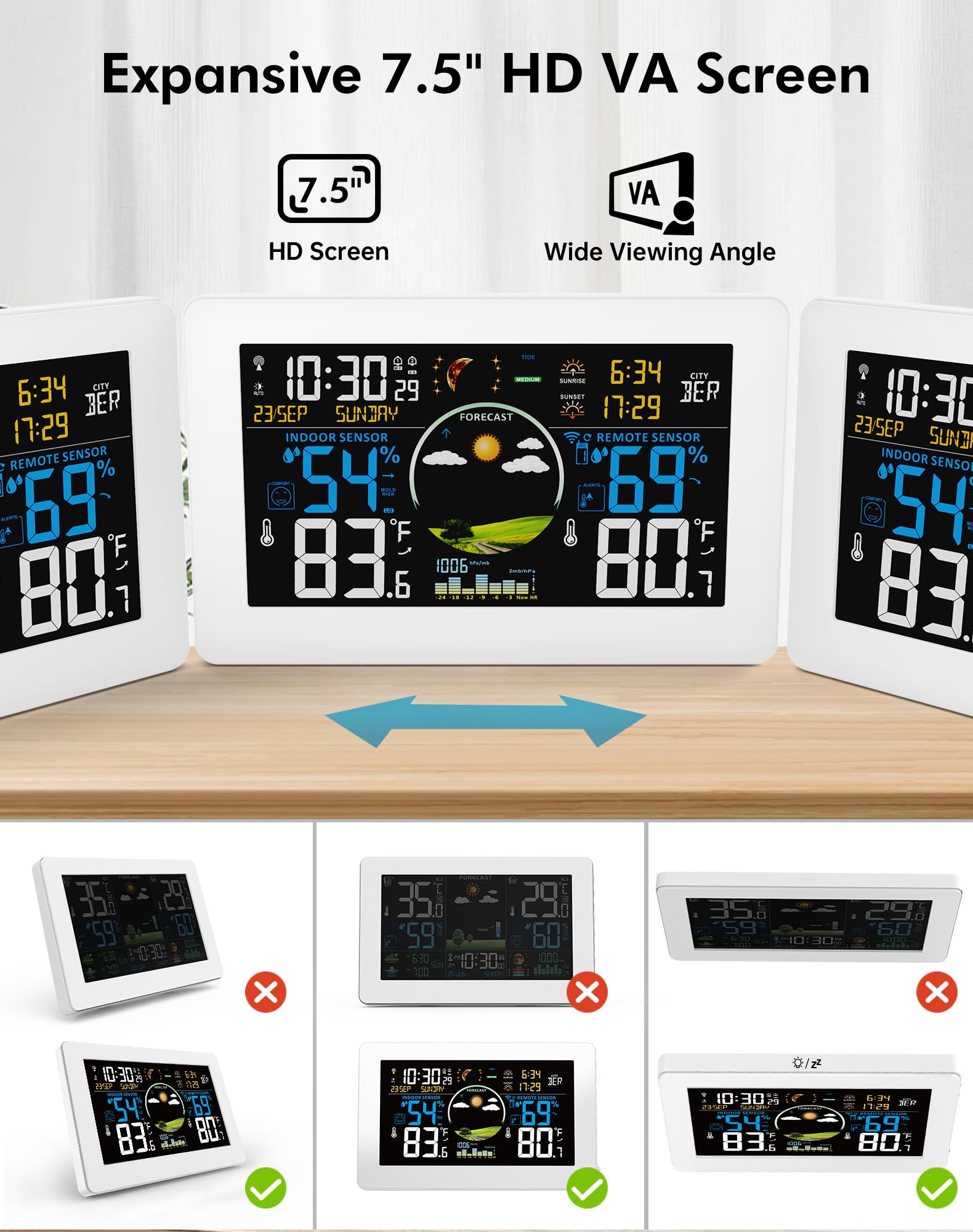 Brightness control menu on the Zivron station adapts to lighting conditions.