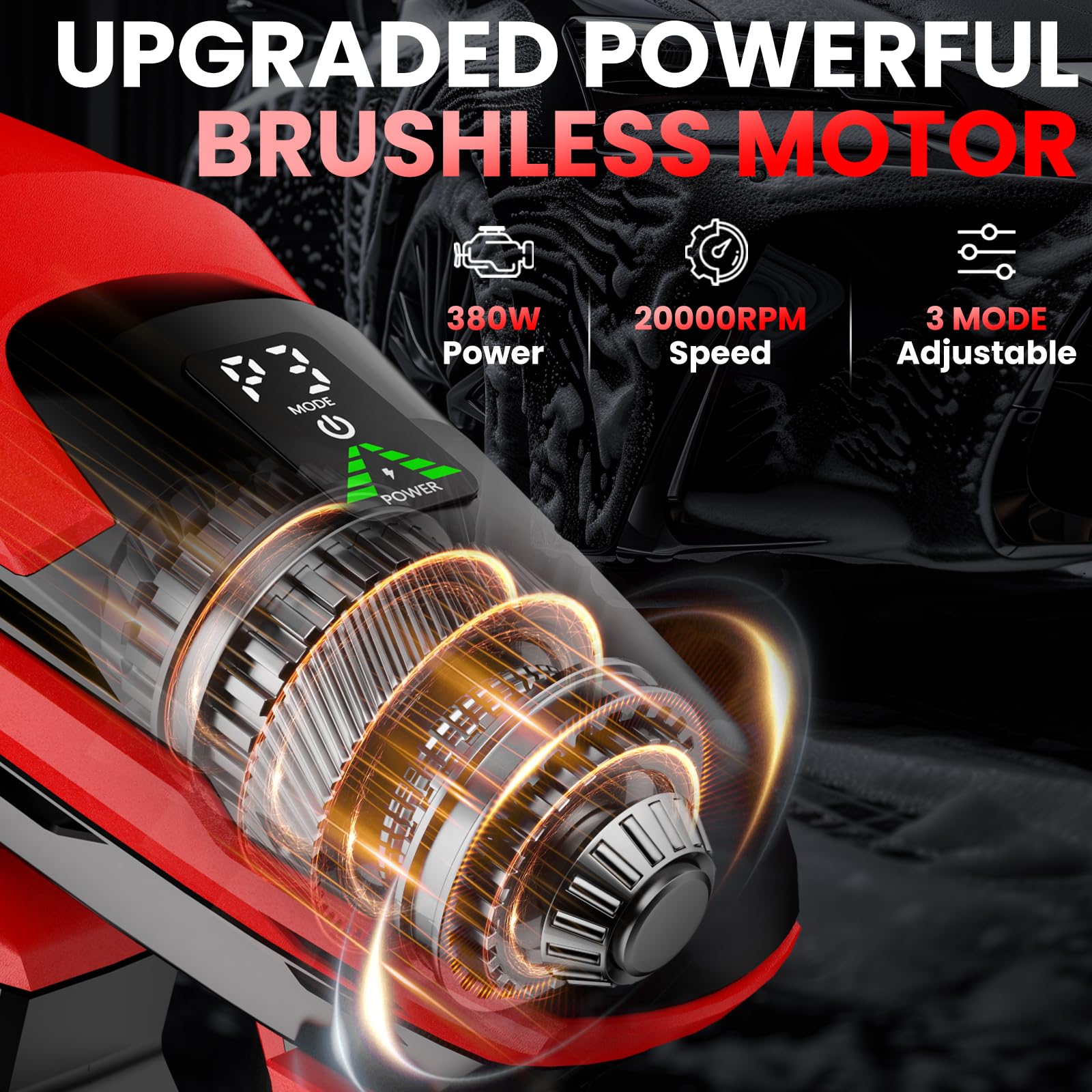 ZixDeNex 380W brushless motor delivers efficient power for tough grime