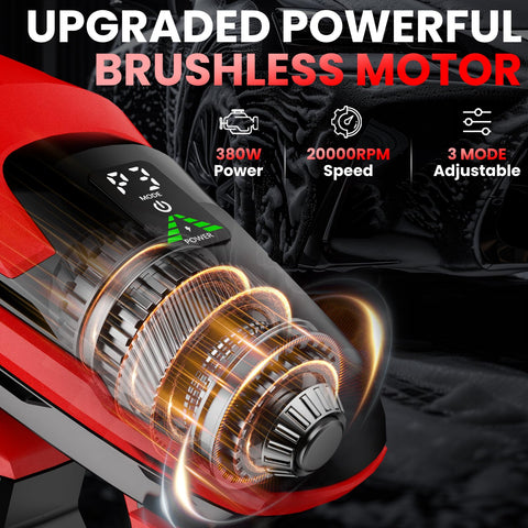 ZixDeNex 380W brushless motor delivers efficient power for tough grime