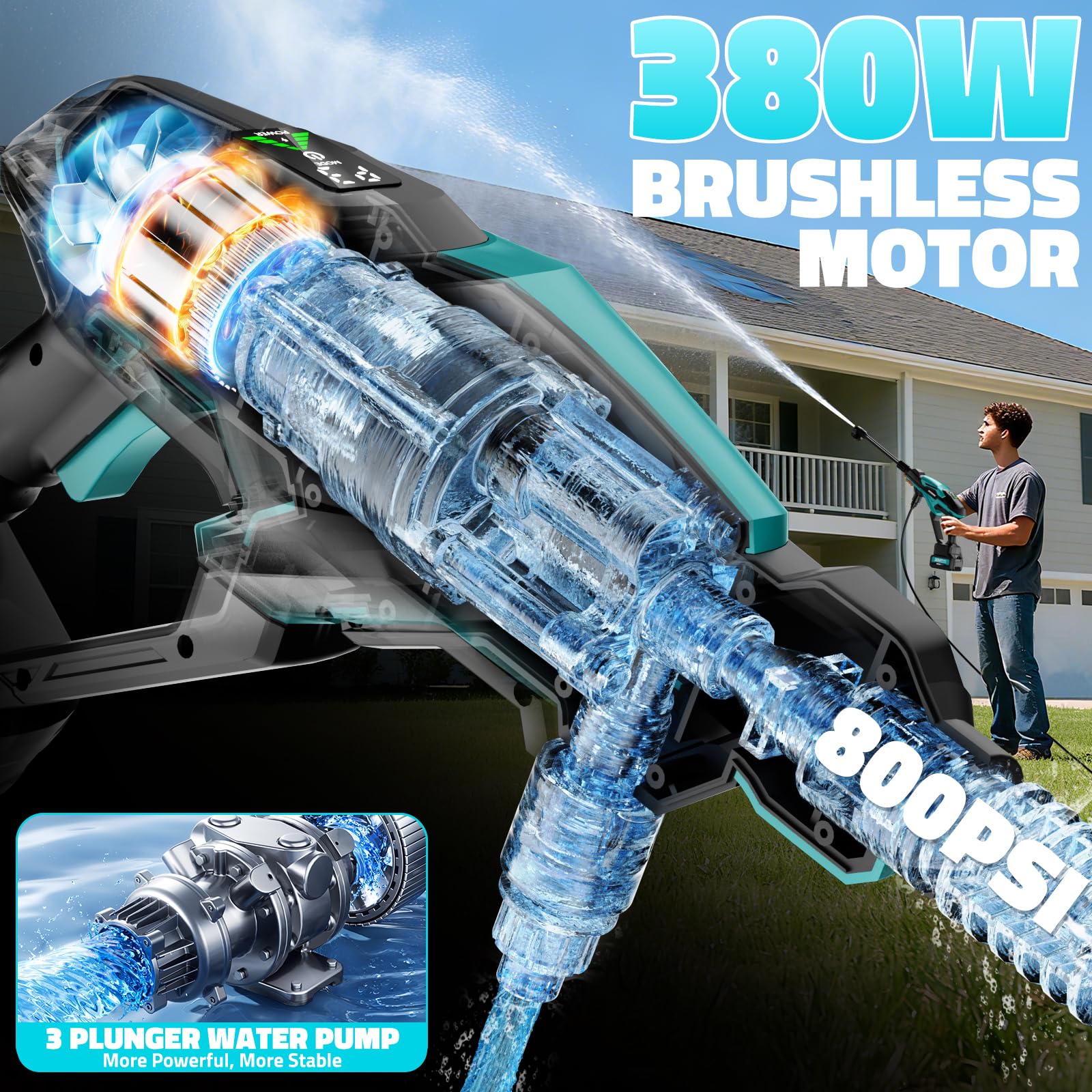 ZixDeNex cordless pressure washer 6-in-1 nozzle for versatile cleaning.